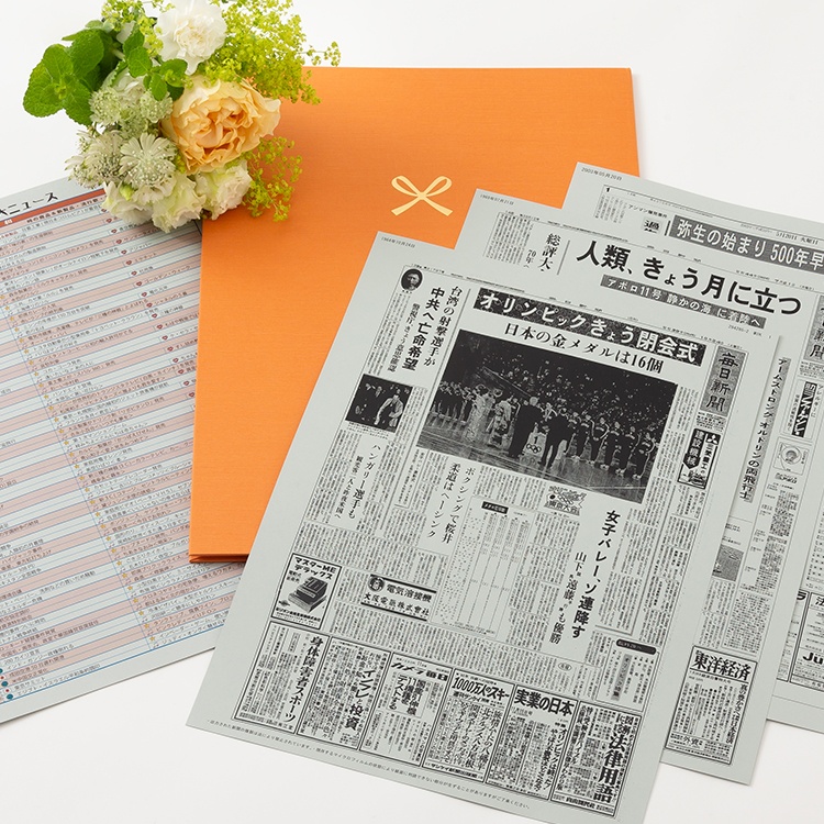 【古希祝い】ポケットファイル お好きな日付の新聞 特製ファイルセット メッセージカード・ギフト包装付き（日付・枚数自由選択/3枚～10枚）1