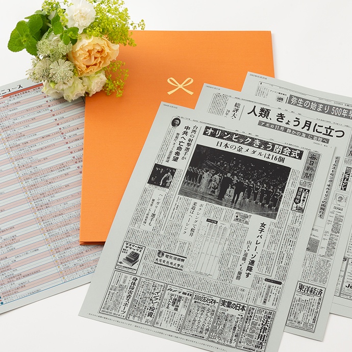 【古希祝い】ポケットファイル お好きな日付の新聞 特製ファイルセット メッセージカード・ギフト包装付き（日付・枚数自由選択/3枚～10枚）